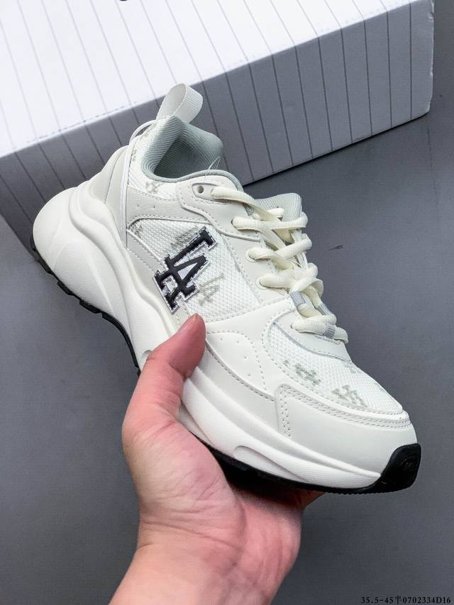 Mlb Chunky Liner Thick-soled Casual Running Shoes Ny Printed Breathable Lightwei