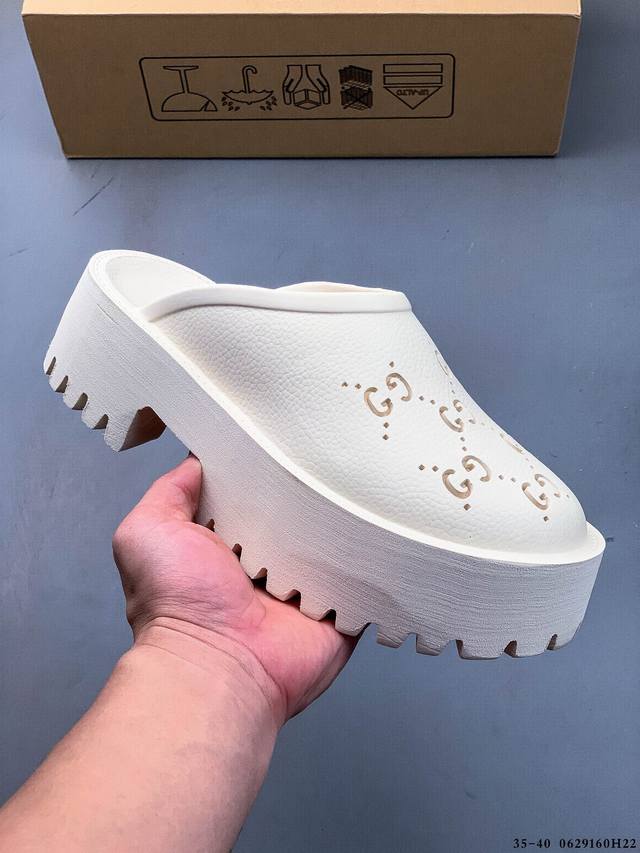 Company level! Gucci comfortable and versatile thick-soled high-heeled slippers