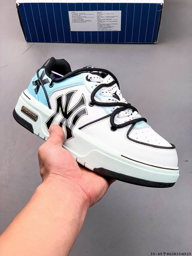 Company level! Mlb Chunky Liner thick-soled casual running shoes Ny printed cow