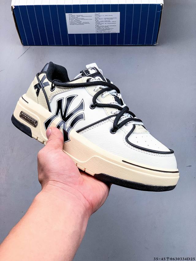 Company level! Mlb Chunky Liner thick-soled casual running shoes Ny printed cowh