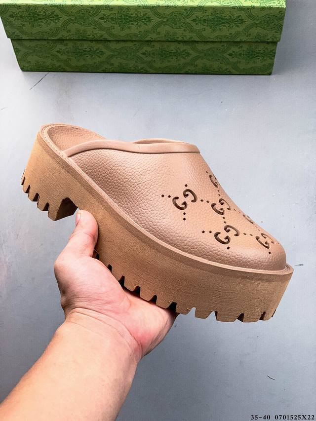 Company level! Gucci comfortable and versatile thick-soled high-heeled closed-to