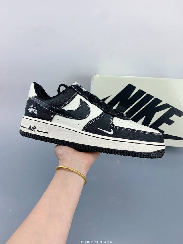 Nike Air Force 107 Low Sup co-branded black denim white hook Air Force One low-t