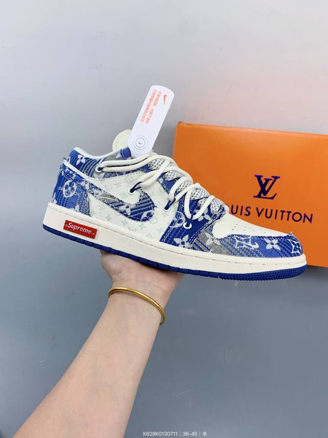 Nike Jordan Air Jordan 1 "Lv joint blue floral drawstring" High-end customized l