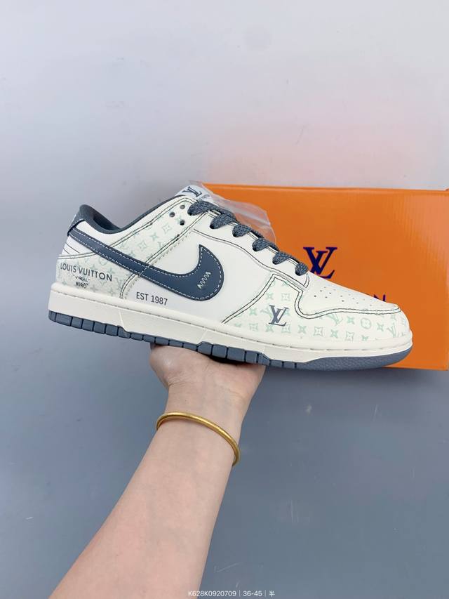 Nike Sb Dunk Low "Lv joint pattern gray hook" anniversary high-end customized lo