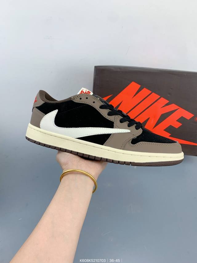 Aj1 Travis Scott X Air Jordan 1 "Reverse Mocha" Aj1 Joe 1 Ts Lightning Joint Inv