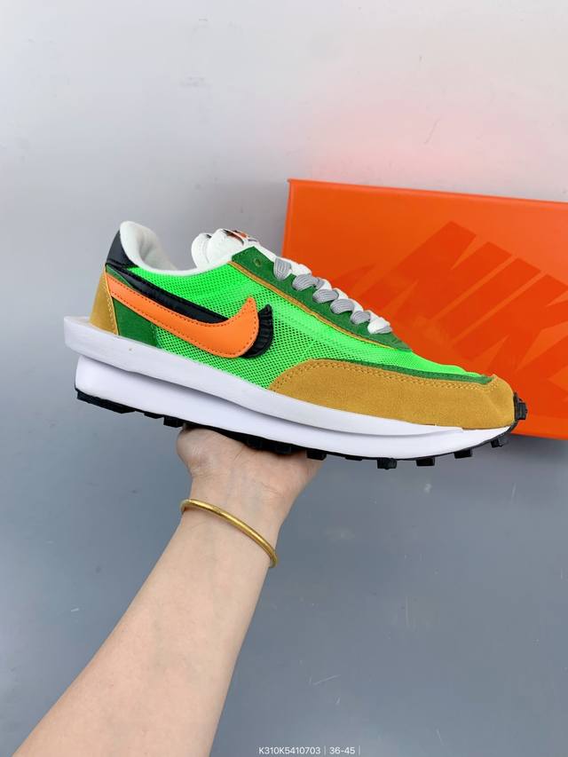 Nike waffle double hook Oxford cloth + suede fabric thick sole Nike Ldwaffle Sa