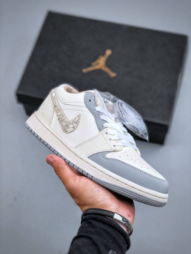 Air Jordan 1 Low Aj1 Joe 1 Diamond White Crack Low Top Culture Casual Shoes Ih73