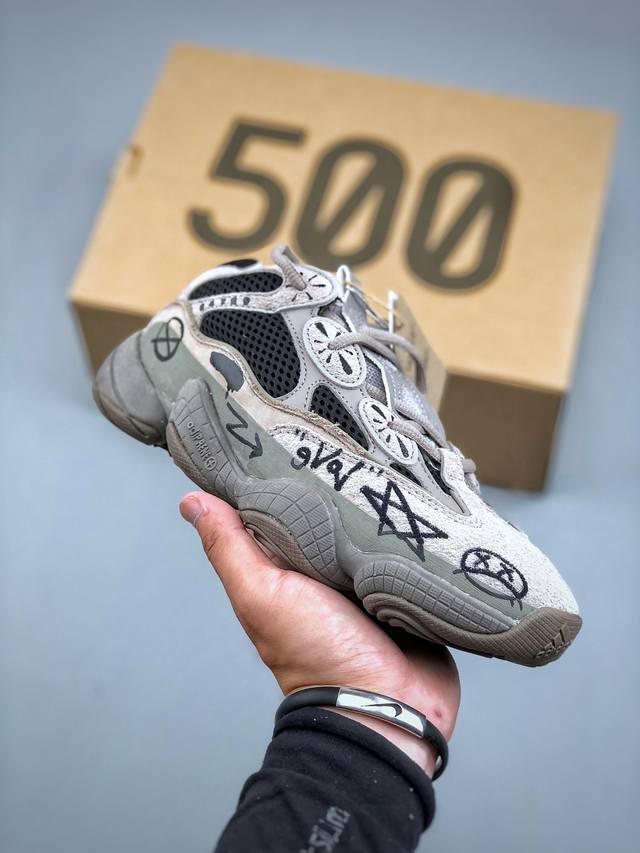 Adidas Originals Yeezy 500 Bone White Mesh synthetic leather Fashion casual comf
