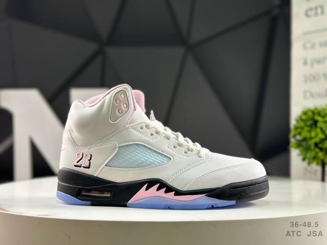 Jordan Air Jordan 5 "Medium Soft Pink" replica in white, pink, and black. This i