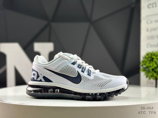 Nike Air Max 2013 White Black Metallic Silver 2013 Air Cushion Series Low-Top Fu