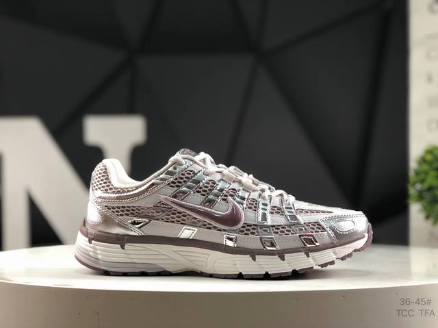 Nike P-6000 Initiator Running Nike Ins Silver Red Retro Casual Sports Daddy Shoe