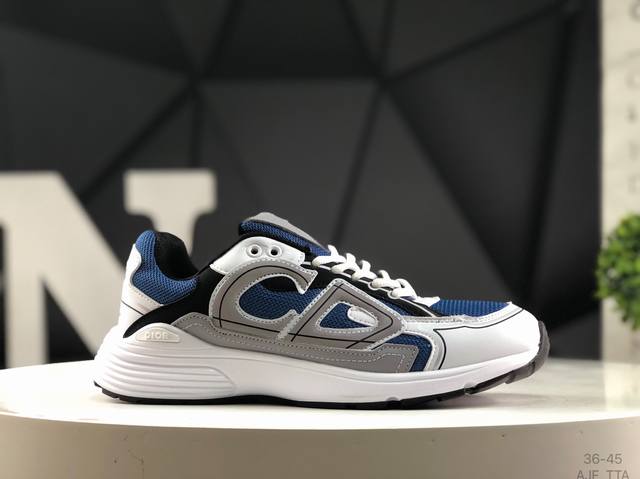 Dior B30 mesh fabric thick-soled lace-up casual low-top sneakers for men and wom