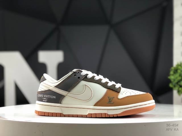 Authentic Nike Dunk Low low-top casual sneakers with half-size label and custom