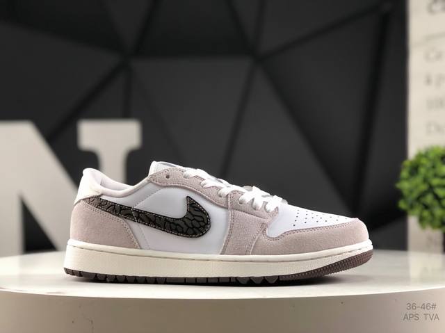 Authentic label with half-size Air Jordan Aj1 Low Golf, perfect zero-burr treatm