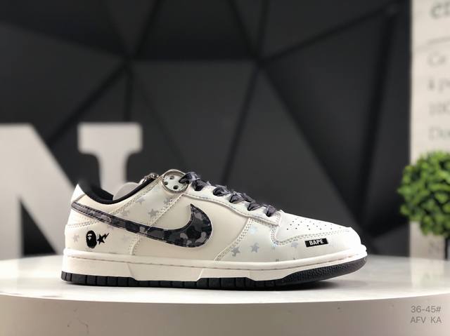 Authentic Nike Dunk Low low-top casual sneakers with half-size label and custom