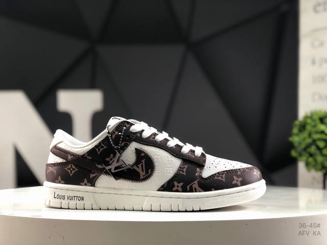 Authentic Nike Dunk Low low-top casual sneakers with half-size label and custom
