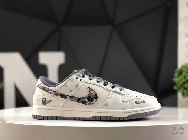 Authentic Nike Dunk Low low-top casual sneakers with half-size label and custom
