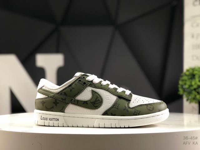 Authentic Nike Dunk Low low-top casual sneakers with half-size label and custom