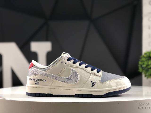 Overseas hit limited edition! Nike SB Dunk Low "LV joint denim gray and red stit