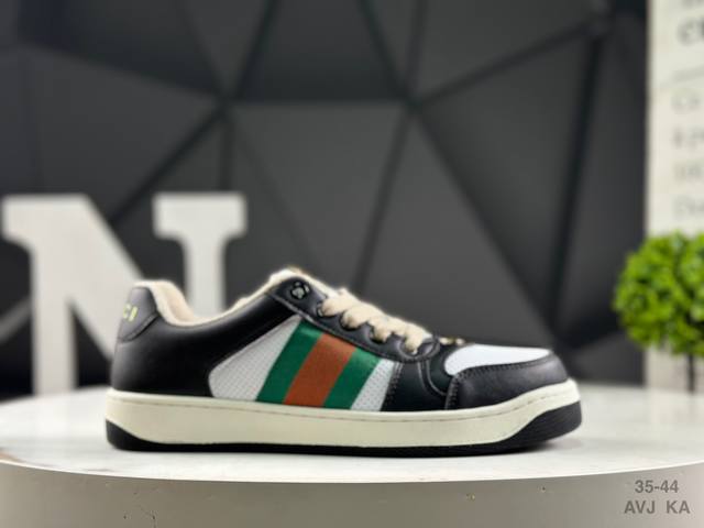 Gucci Distressed Screener Sneaker Gucci classic dirty shoes prototype retro vers