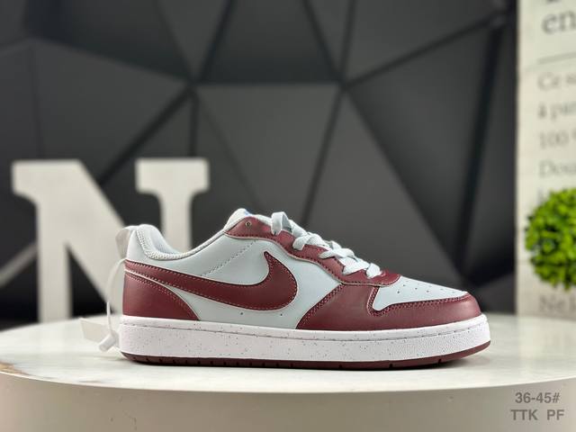 Nike Court Borough Low men's and women's sports shoes. 1. Its leather upper comb