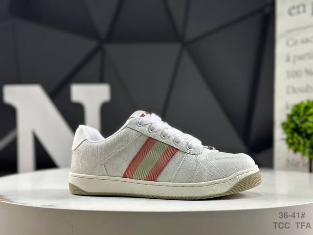 Gucci Distressed Screener Sneaker Gucci classic dirty shoes prototype retro vers