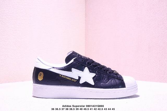 Adidas Bape x Adidas Superstar shell toe casual sneakers Item number: Jr2702 Siz