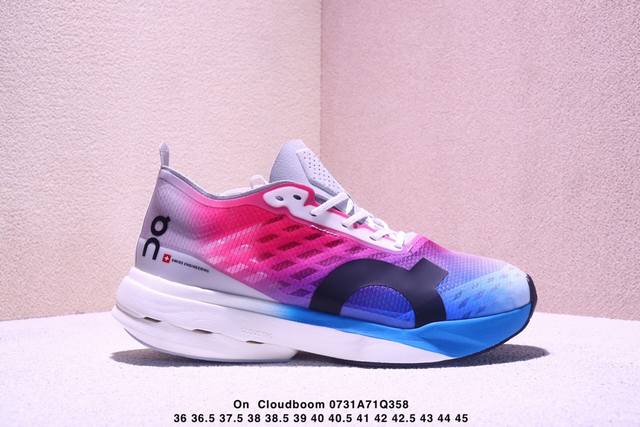 the corporate-grade On Cloudboom Strike long-distance racing running shoe. This
