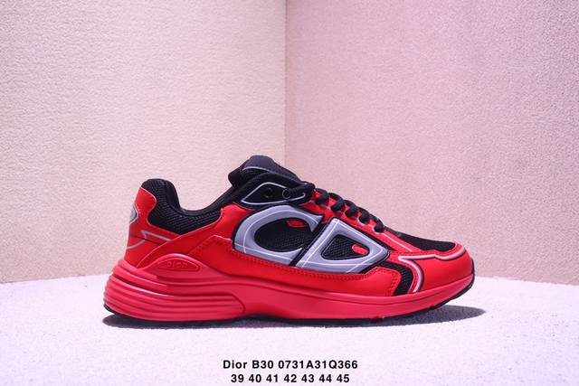 Dior B30 Mesh Thick-Sole Lace-Up Casual Low-Top Sneakers, a unisex pair. These B