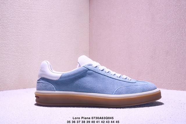 Corporate Grade Loro Piana Leather Round Toe Lace-Up Low-Top Sneakers Men's Whit