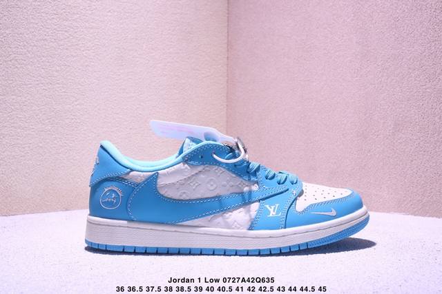 High-end custom Travis Scott x Jordan 1 Low "Dior co-branded beige gray green" J