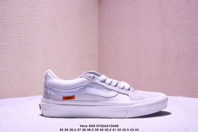Vans Sk8 off-white retro casual low-top sneakers with a light color and orange w
