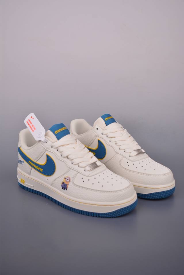 Nike Air Force 1 Low Minions collaboration, featuring original lasts and cardboa