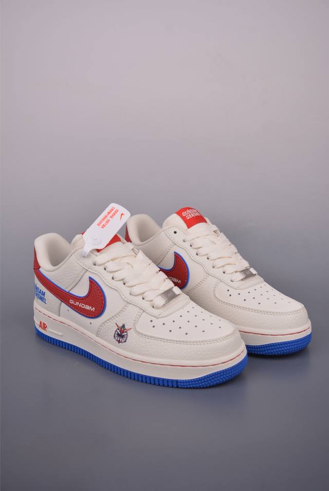 Nike Air Force 1 Low, white, red, and blue, made with Bandai's original last and