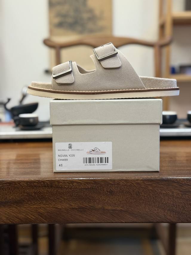 Bc beige metal buckle slippers 39 40 41 42 43 44 45