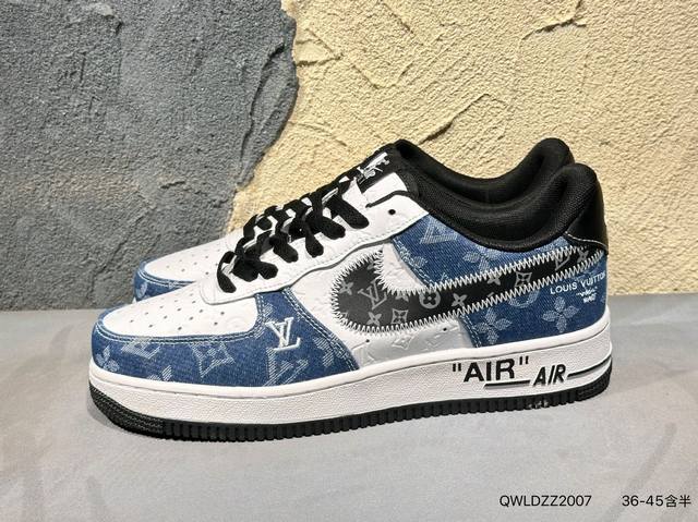 High-end custom Nike Air Force 1 '07 Low Louis Vuitton collaboration --- denim b