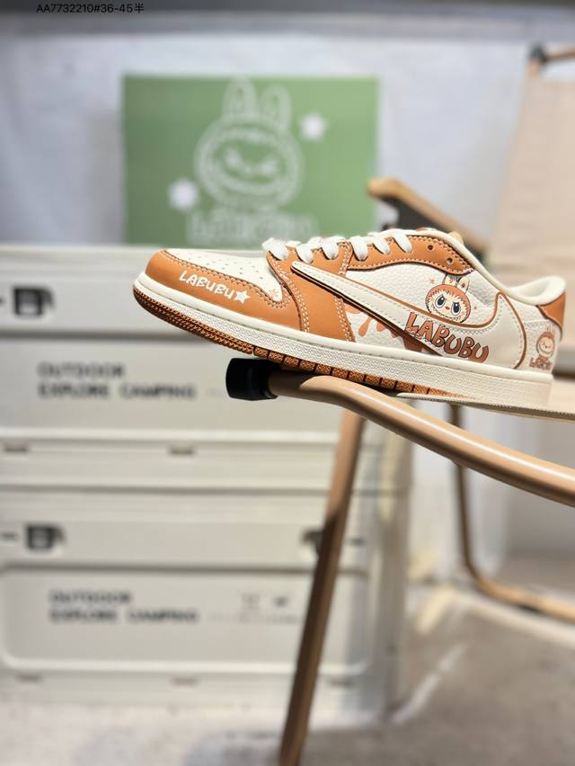 company-grade top-grain leather Labubu x Jordan Air Jordan 1 Low Aj1 low-top ser