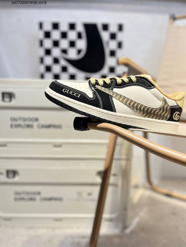 Corporate-grade top-grain leather Gucci x Jordan Air Jordan 1 Low Aj1 low-top se