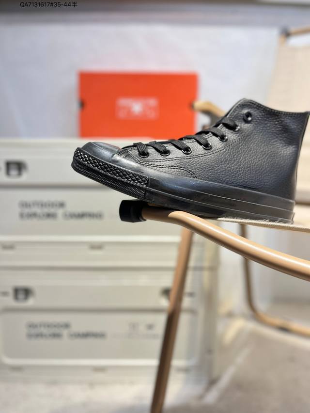 Converse 1970S replica Samsung logo all black leather high top 155454 Qa7131617