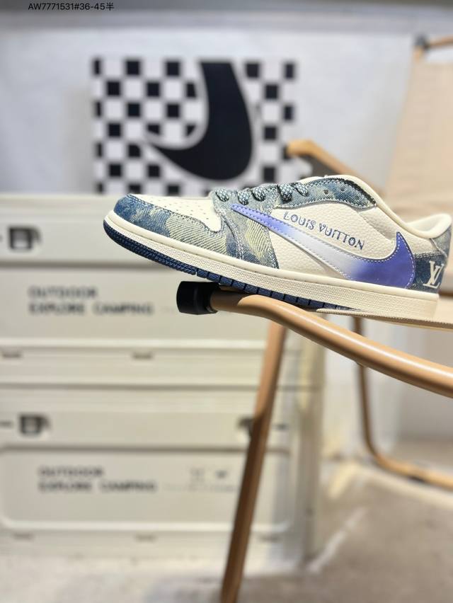 company-grade top-grain leather Lv X Jordan Air Jordan 1 Low Aj1 low-top series