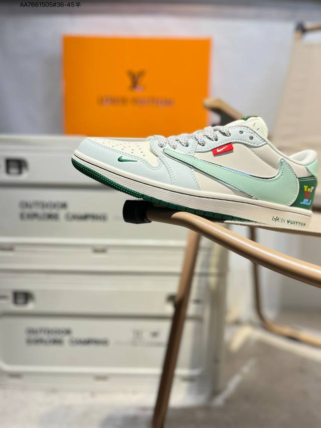 company-grade top layer leather Lv X Jordan Air Jordan 1 Low Aj1 low-top series