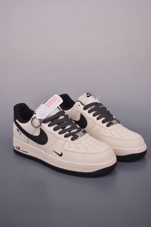 Nike Air Force 1 Low in off-white and black, made with the original last and car