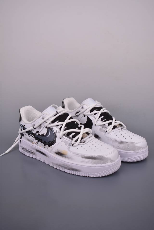 Nike Air Force 1 Low gray and white graffiti deconstructed straps, original last