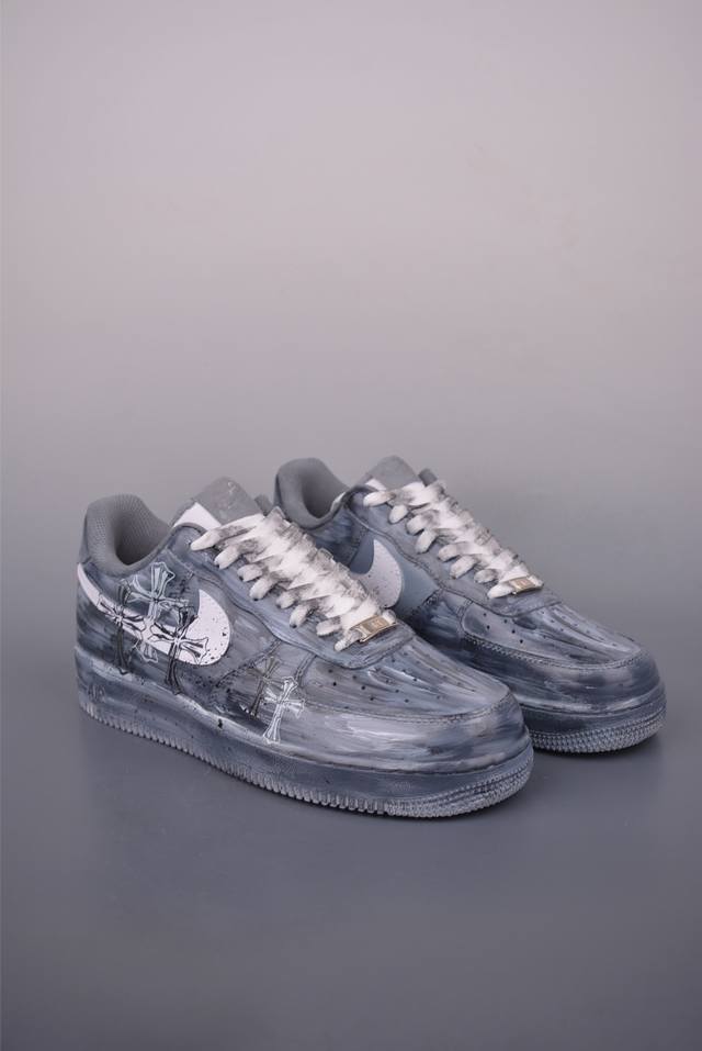 Nike Air Force 1 Low Chrome Hearts graffiti. Made with distressed original last