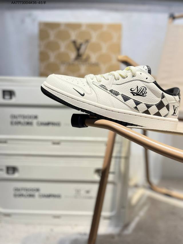 company-grade top-grain leather Lv X Jordan Air Jordan 1 Low Aj1 low-top series