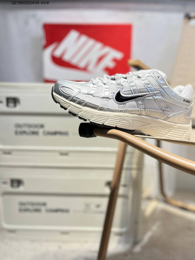 Nike P-6000 Laser Blue Retro Tech Personality Sports Daddy Shoes. This shoe feat