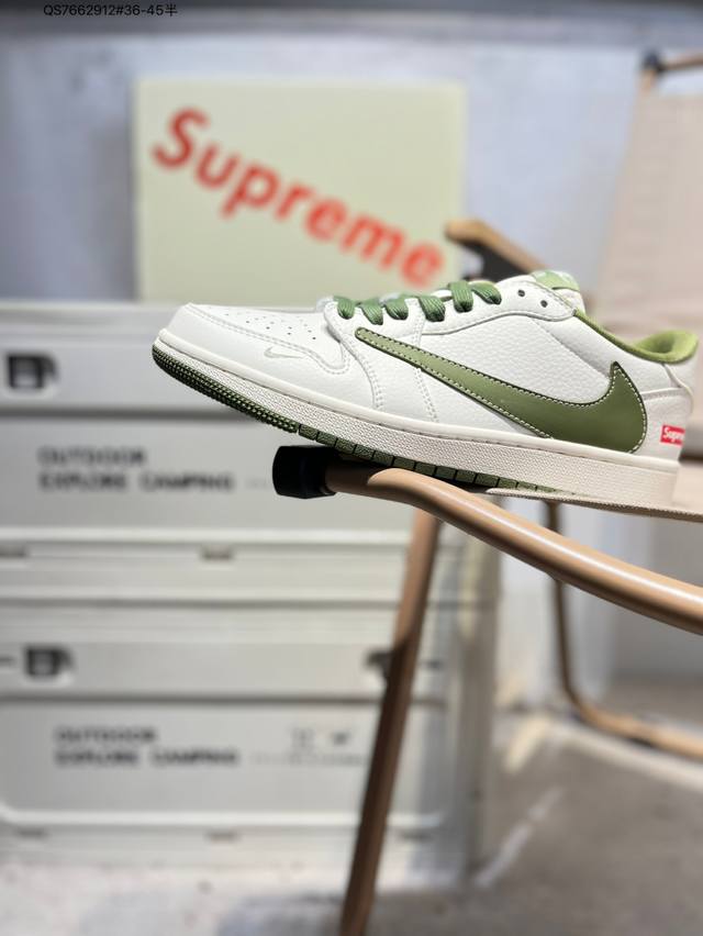 Corporate-grade top-grain leather Supreme x Jordan Air Jordan 1 Low Aj1 low-top