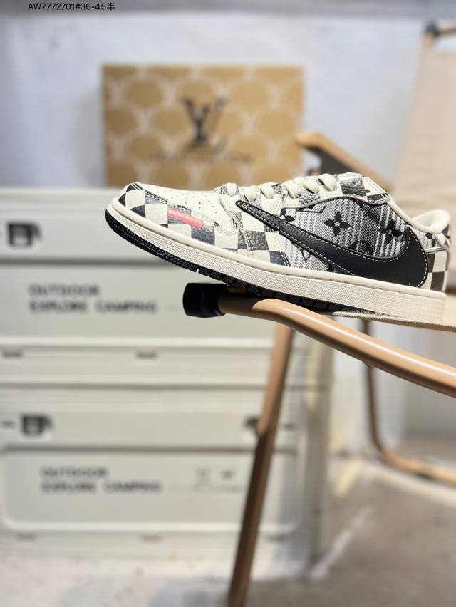 company-grade top-grain leather Lv X Jordan Air Jordan 1 Low Aj1 low-top series