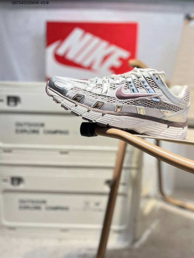 Nike P-6000 Laser Blue Retro Tech Personality Sports Daddy Shoes. This shoe feat