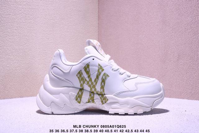 Mlb Chunky Liner low-top casual shoes with Ny print, limited edition cowhide lea